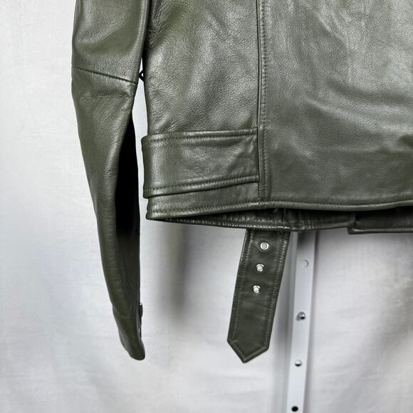 Walter Baker NEW 100% Lamb Leather Olive Biker Full Zip Jacket Ladies XS - Picture 9 of 13